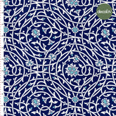 Blue Ground Oriental Tile Floral Pattern Digital Printed Fabric